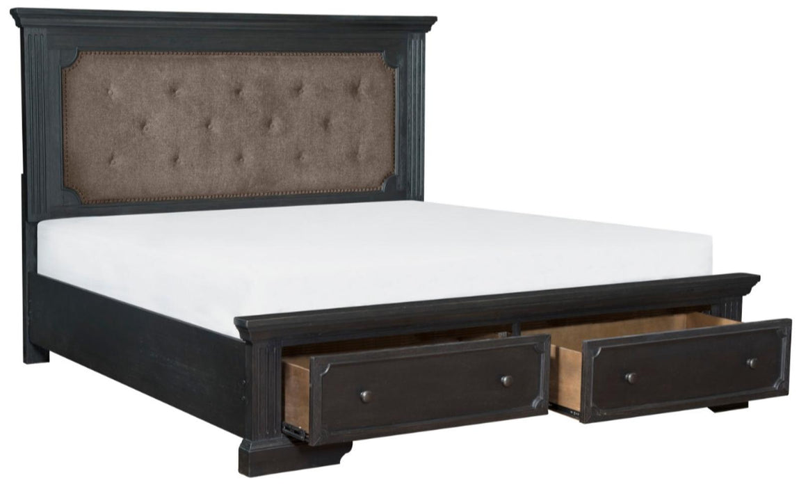 Bolingbrook Queen Upholstered Storage Platform Bed in Coffee 1647-1 - LasVegasFurnitureOnline.com