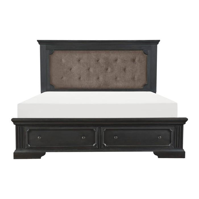 Bolingbrook Queen Upholstered Storage Platform Bed in Coffee 1647-1 - LasVegasFurnitureOnline.com