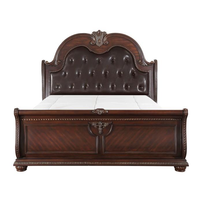 Cavalier Queen Sleigh Bed in Dark Cherry 1757-1 - LasVegasFurnitureOnline.com