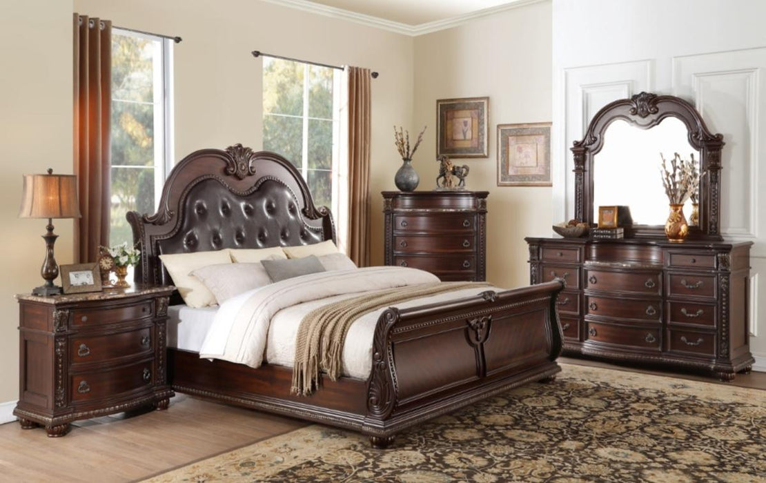 Cavalier Queen Sleigh Bed in Dark Cherry 1757-1 - LasVegasFurnitureOnline.com