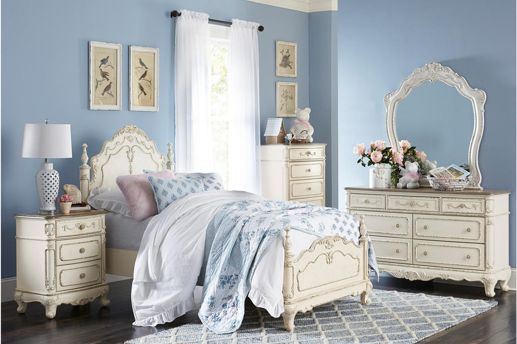 Cinderella 7 Drawer Tall Chest Antique White with Grey Rub-Through 1386NW-12 - LasVegasFurnitureOnline.com