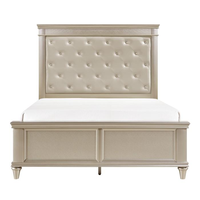 Celandine Queen Panel Bed in Pearl/Silver 1928-1 - LasVegasFurnitureOnline.com