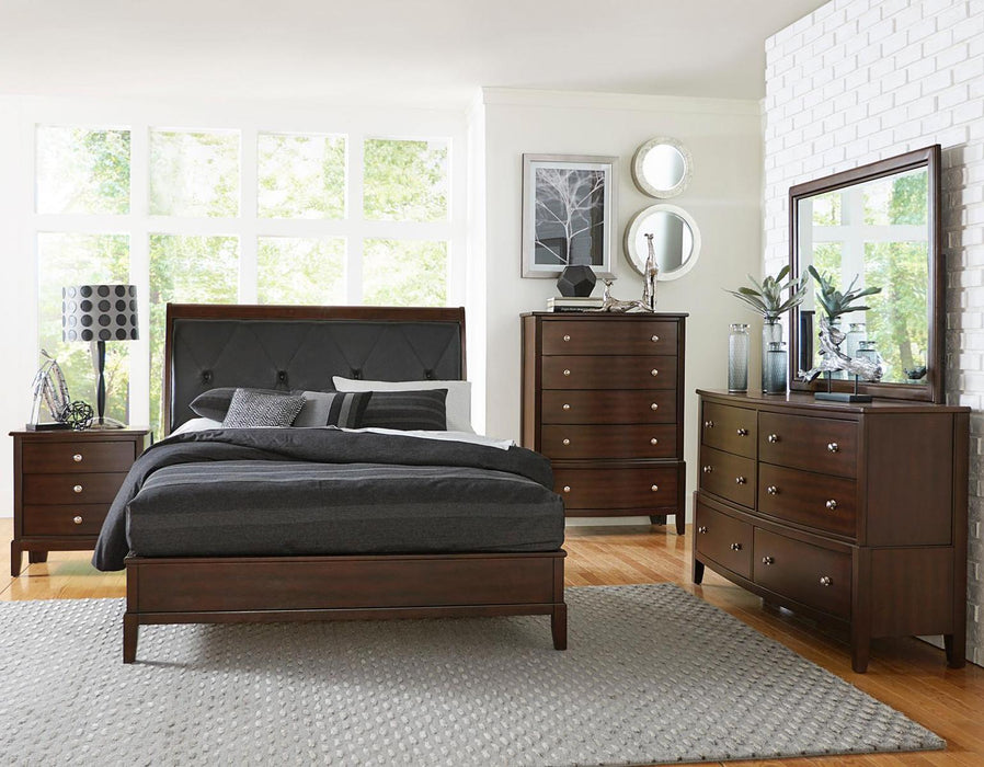 Cotterill Queen Upholstered Sleigh Bed in Cherry 1730-1 - LasVegasFurnitureOnline.com
