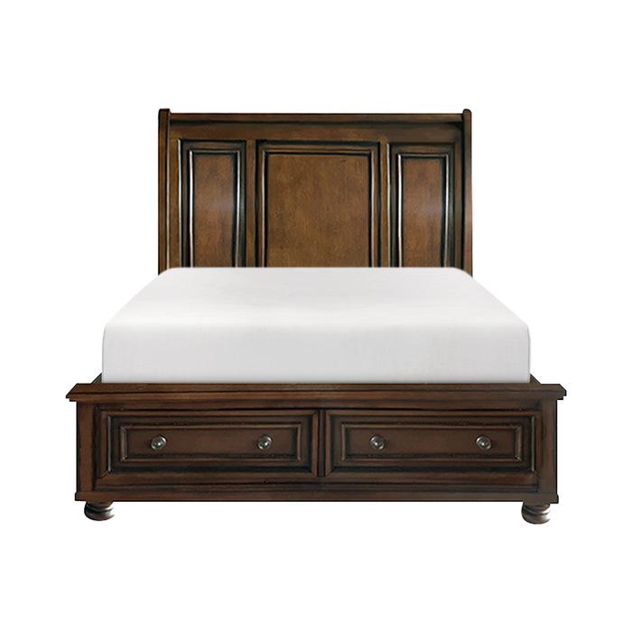 Cumberland King Sleigh Platform Bed with Footboard Storage in Brown Cherry 2159K-1EK - LasVegasFurnitureOnline.com