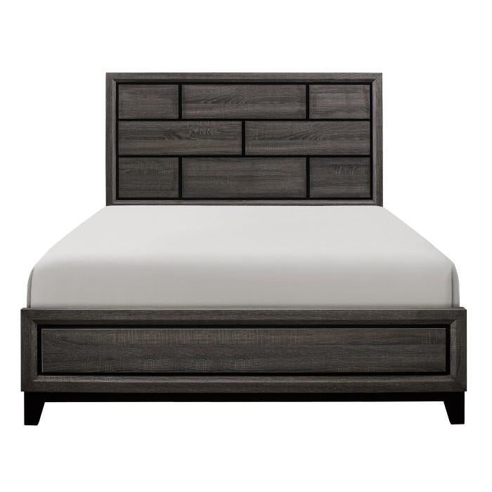 Davi Queen Panel Bed in Gray 1645-1 - LasVegasFurnitureOnline.com