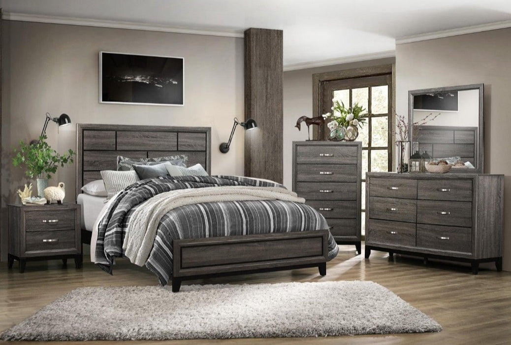 Davi Queen Panel Bed in Gray 1645-1 - LasVegasFurnitureOnline.com