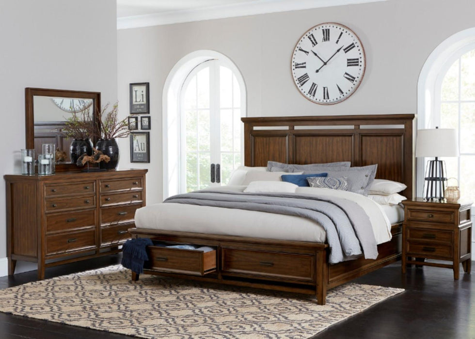 Frazier Queen Upholstered Storage Platform Bed in Dark Cherry 1649-1 - LasVegasFurnitureOnline.com
