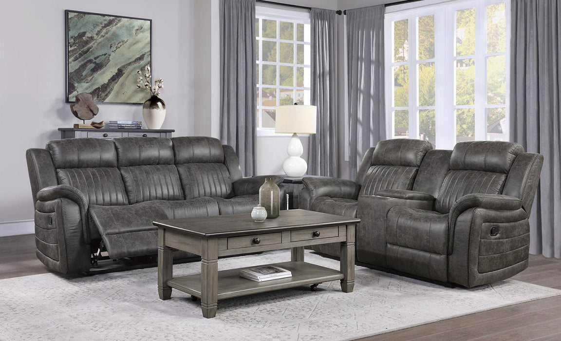 Centeroak Double Reclining Sofa in Gray 9479BRG-3 - LasVegasFurnitureOnline.com