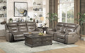 Danio Power Double Reclining Sofa with Power Headrests in Brownish Gray 9528BRG-3PWH - LasVegasFurnitureOnline.com