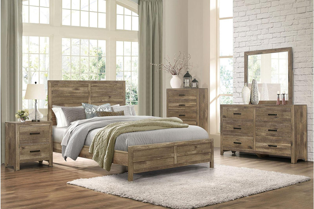 Mandan Queen Panel Bed in Weathered Pine 1910-1 - LasVegasFurnitureOnline.com