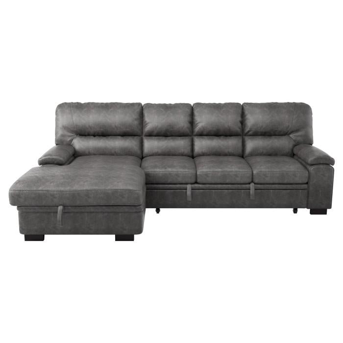 Michigan Sectional with Pull Out Bed and Left Chaise in Dark Gray 9407DG2LC3R - LasVegasFurnitureOnline.com