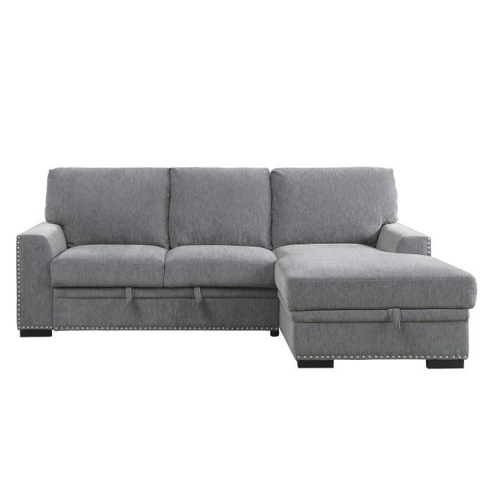 Morelia 2pc Sectional with Pull Out Bed and Right Chaise in Dark Gray 9468DG2RC2L - LasVegasFurnitureOnline.com