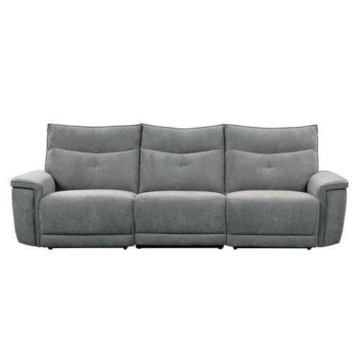 Tesoro Power Double Reclining Sofa w/ Power Headrests in Dark Gray 9509DG-3PWH - LasVegasFurnitureOnline.com