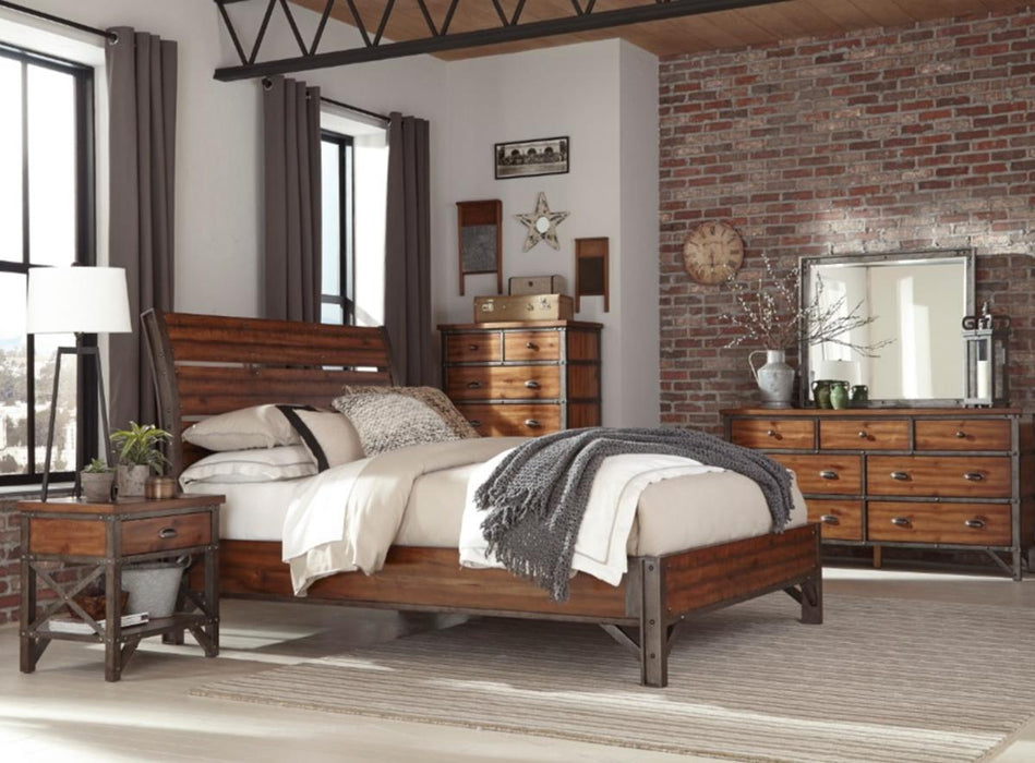 Holverson King Platform Bed in Rustic Brown & Gunmetal 1715K-1EK - LasVegasFurnitureOnline.com