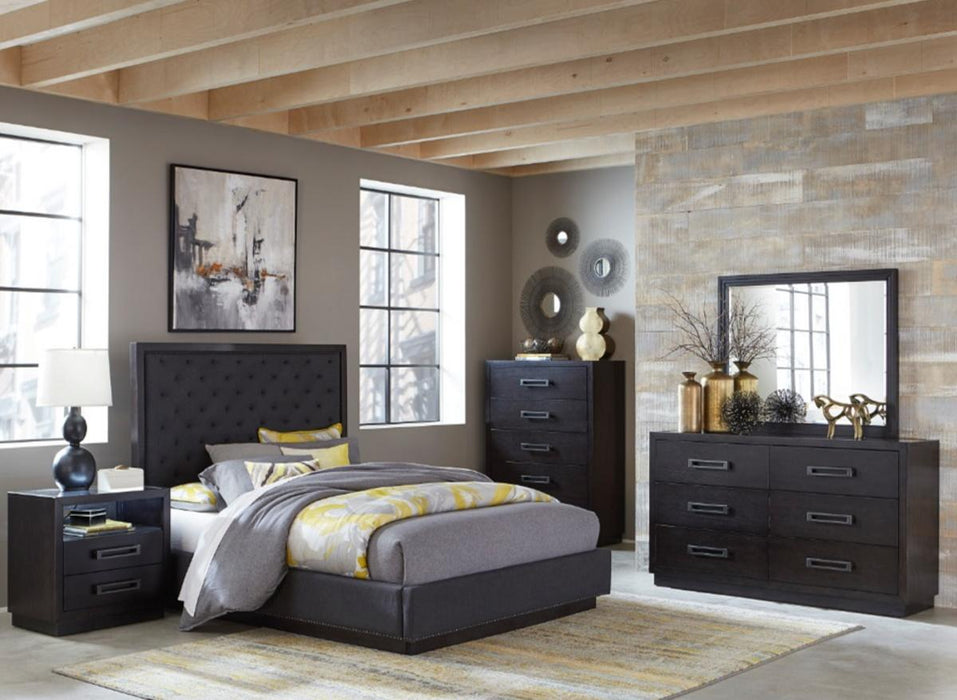 Larchmont Queen Upholstered Platform Bed in Charcoal 5424-1 - LasVegasFurnitureOnline.com