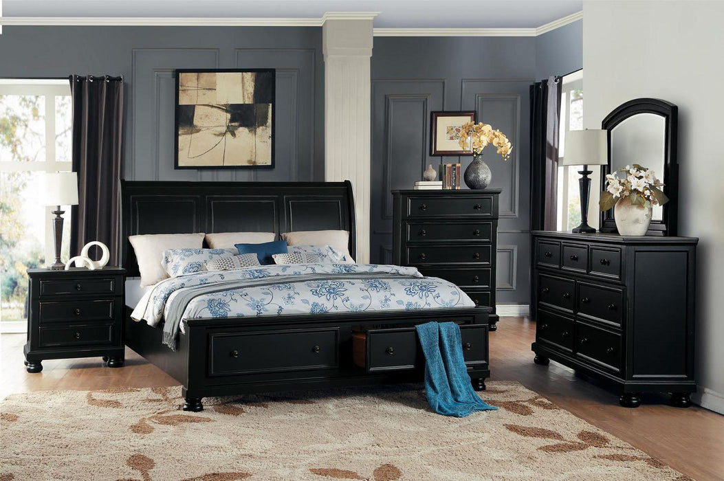 Laurelin Queen Sleigh Platform Storage Bed in Black 1714BK-1 - LasVegasFurnitureOnline.com