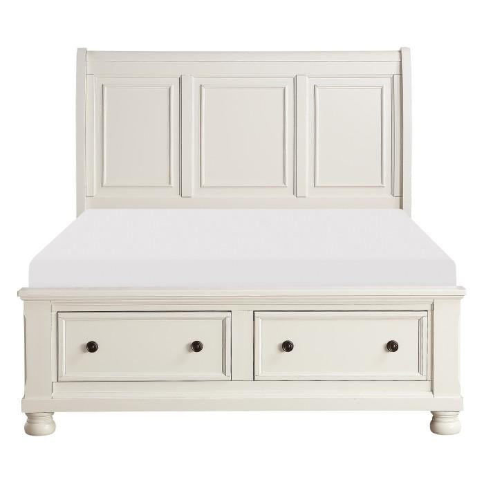 Laurelin Queen Sleigh Platform Storage Bed in White 1714W-1 - LasVegasFurnitureOnline.com