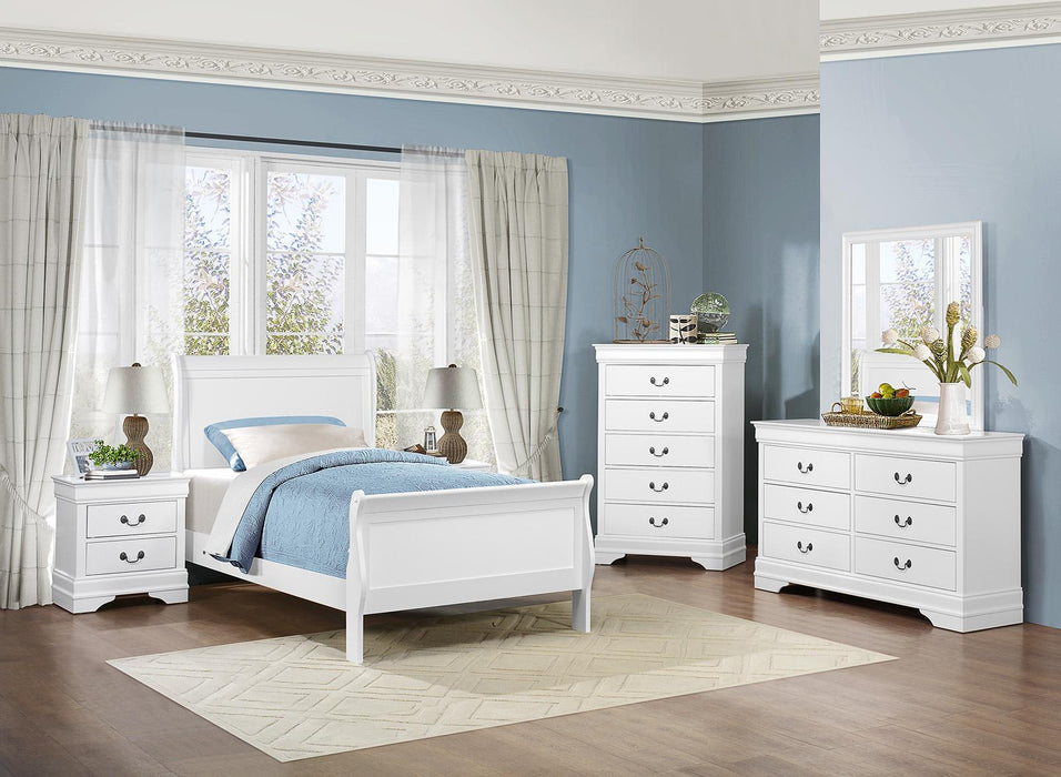 Mayville Twin Sleigh Bed in White 2147TW-1 - LasVegasFurnitureOnline.com