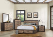 Miter Queen Platform Bed with Footboard Storage in Rustin Mahogany & Dark Ebony 1762-1 - LasVegasFurnitureOnline.com
