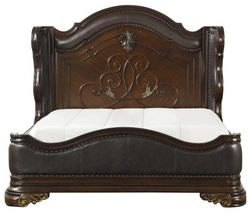 Royal Highlands Queen Upholstered Panel Bed in Rich Cherry 1603-1 - LasVegasFurnitureOnline.com