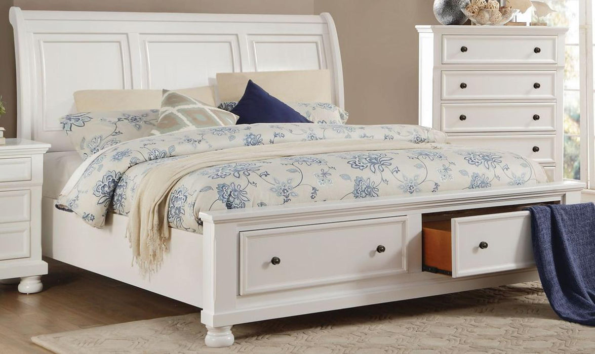 Laurelin Queen Sleigh Platform Storage Bed in White 1714W-1