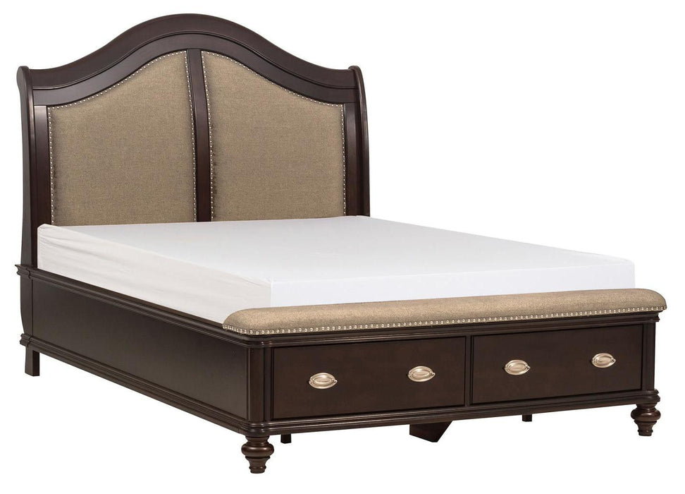 Marston Queen Sleigh Storage Bed in Dark Cherry 2615DC-1