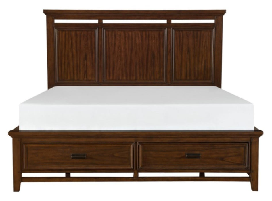 Frazier Queen Upholstered Storage Platform Bed in Dark Cherry 1649-1* - LasVegasFurnitureOnline.com