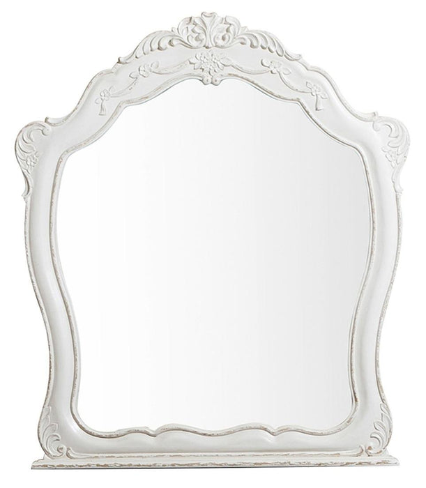 Cinderella Mirror in Antique White with Grey Rub-Through 1386NW-6