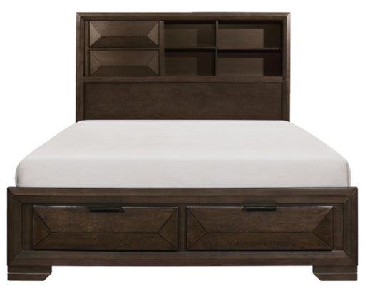 Chesky Queen Bookcase Bed with Footboard Storage in Warm Espresso 1753-1* - LasVegasFurnitureOnline.com