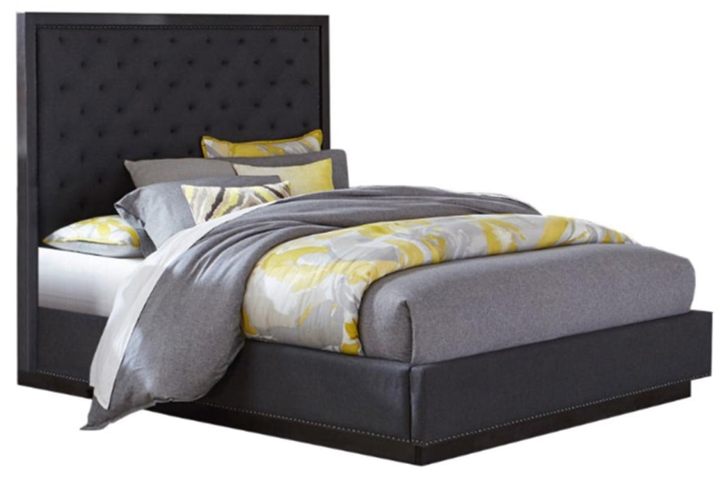Larchmont Queen Upholstered Platform Bed in Charcoal 5424-1* - LasVegasFurnitureOnline.com