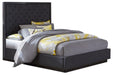 Larchmont Queen Upholstered Platform Bed in Charcoal 5424-1* - LasVegasFurnitureOnline.com