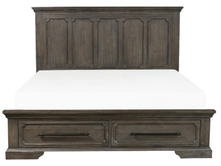 Taulon Queen Platform Bed with Footboard Storage in Dark Oak 5438-1*