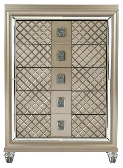 Loudon 5 Drawer Chest in Champagne Metallic 1515-9