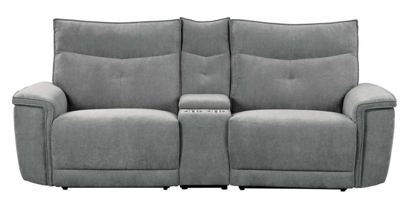 Tesoro Power Double Reclining Loveseat in Dark Gray 9509DG-2CNPWH*