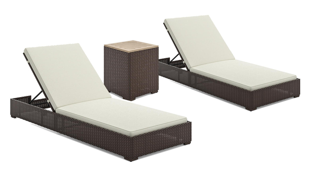 Palm Springs Outdoor Chaise Lounge Pair and Side Table by homestyles - LasVegasFurnitureOnline.com
