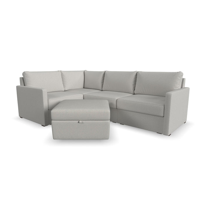 Flex 4-Seat Sectional with Narrow Arm and Storage Ottoman by homestyles