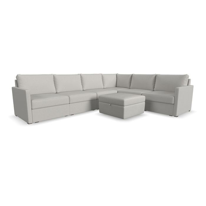 Flex 6-Seat Sectional with Narrow Arm and Storage Ottoman by homestyles