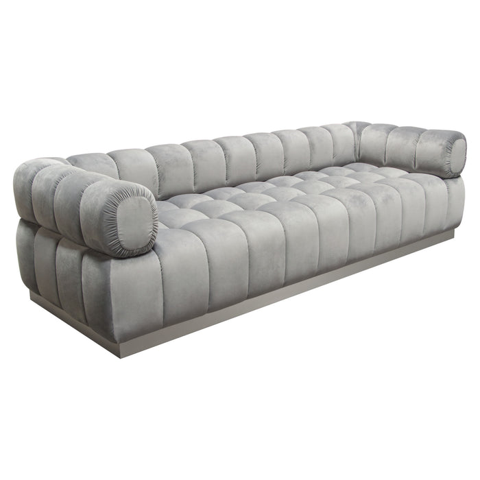 Image Low Profile Sofa in Platinum Grey Velvet w/ Brushed Silver Base by Diamond Sofa
