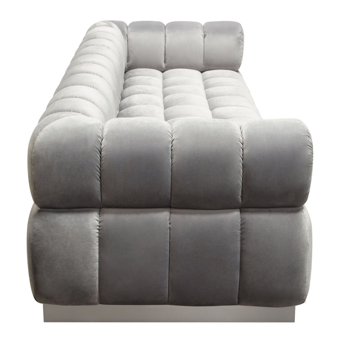 Image Low Profile Sofa in Platinum Grey Velvet w/ Brushed Silver Base by Diamond Sofa