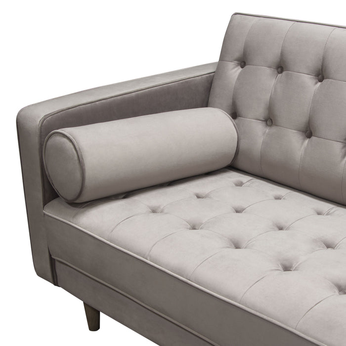 Juniper Tufted Sofa in Champagne Grey Velvet with (2) Bolster Pillows by Diamond Sofa