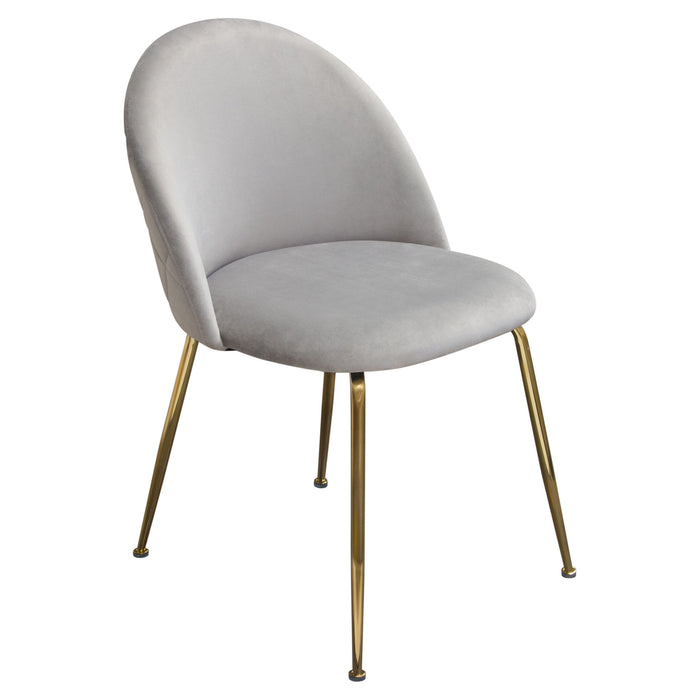 Lilly Set of (2) Dining Chairs in Grey Velvet w/ Brushed Gold Metal Legs by Diamond Sofa