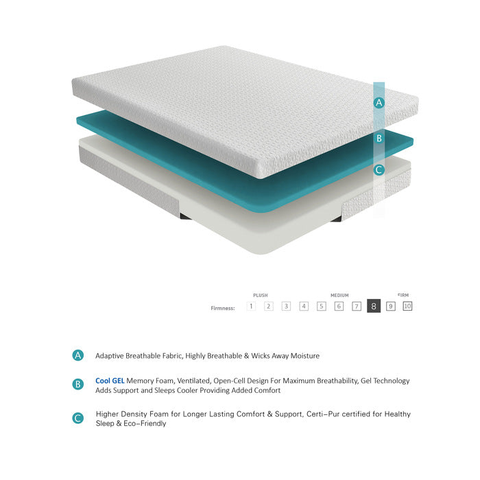 MT-G08Q - 8" Queen Gel-Infused Memory Foam Mattress - LasVegasFurnitureOnline.com