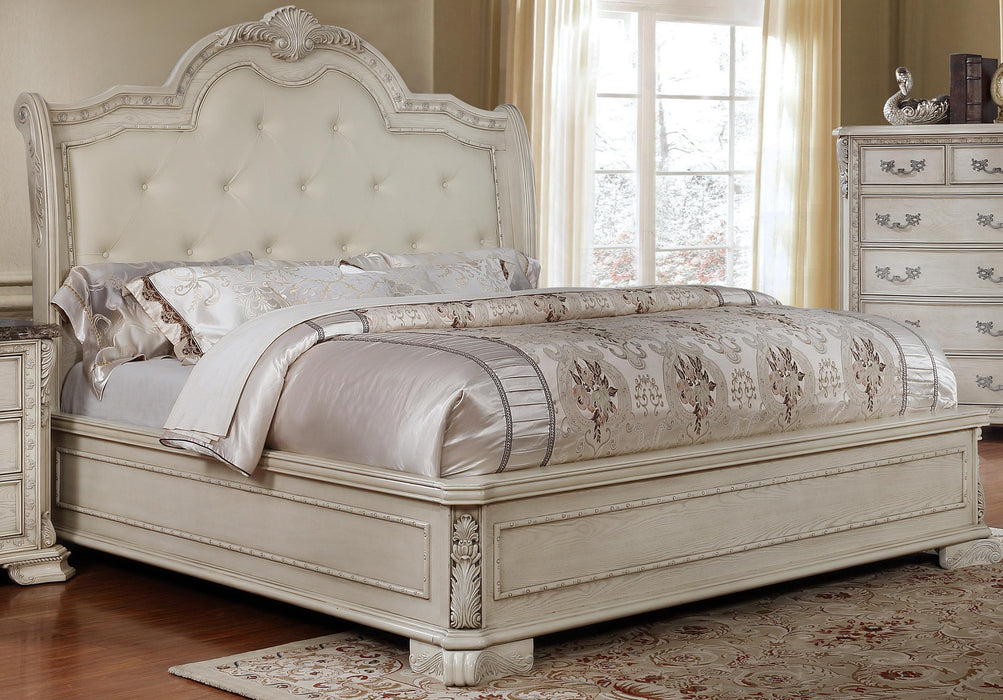 McFerran Home Furnishing B1000 Eastern King Panel Bed in Antique White