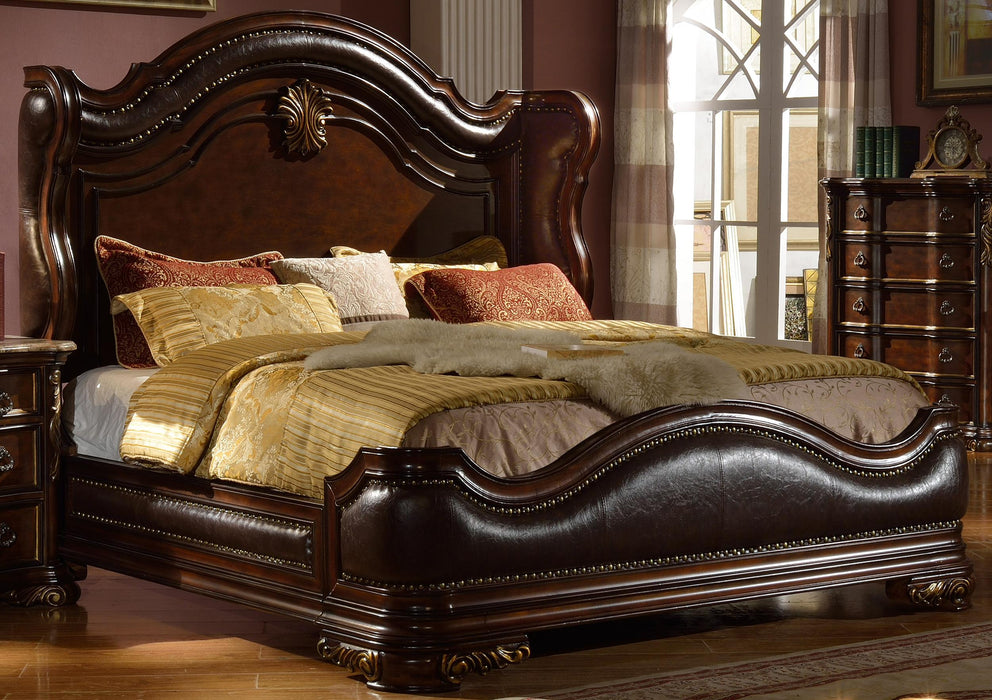 McFerran Home Furnishing B3000 Eastern King Panel Bed in Cherry