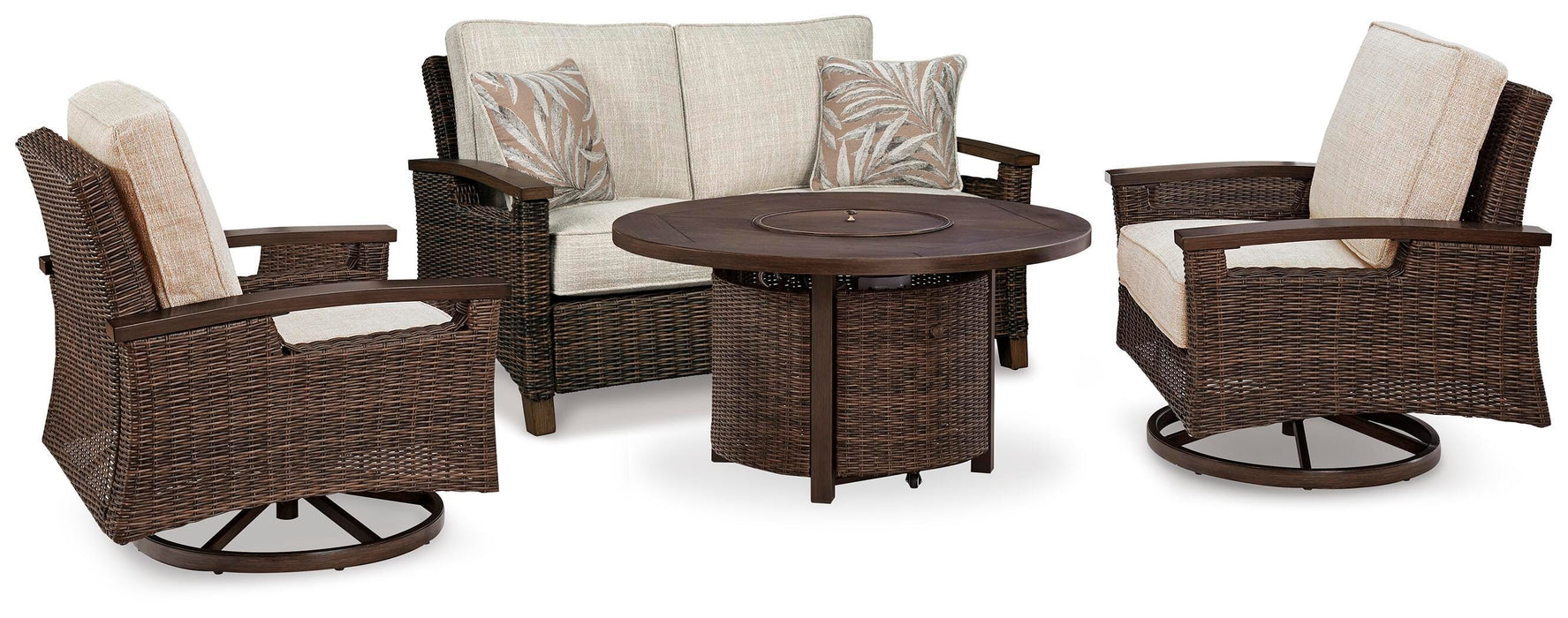 Paradise Trail Outdoor Loveseat, Lounge Chairs and Fire Pit Table - LasVegasFurnitureOnline.com