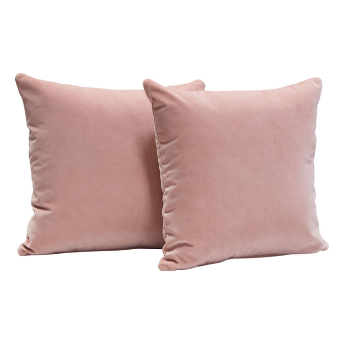 Set of (2) 16" Square Accent Pillows in Blush Pink Velvet by Diamond Sofa