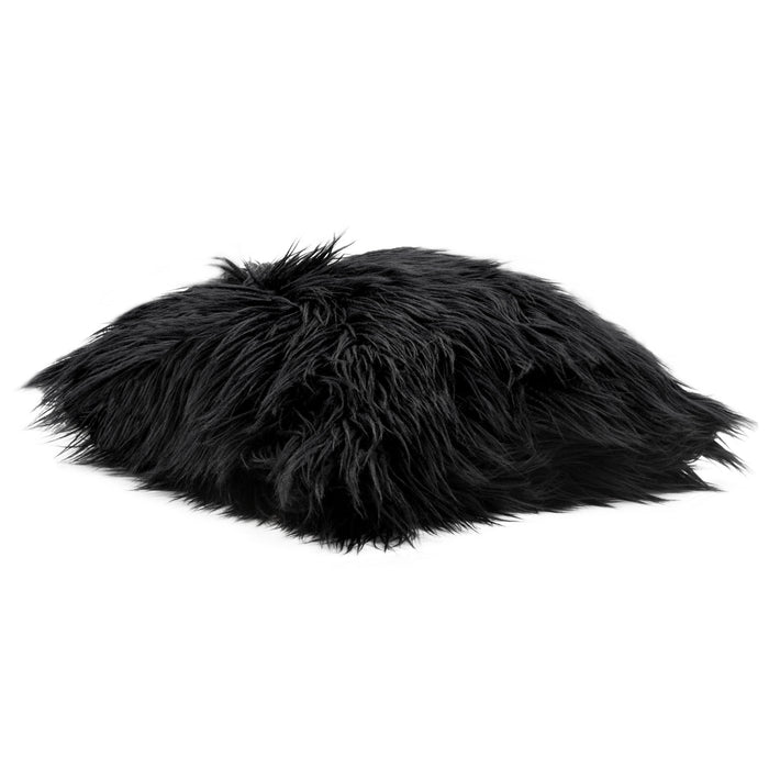 18" Square Accent Pillow by Diamond Sofa in Black Dual-Sided Faux Fur