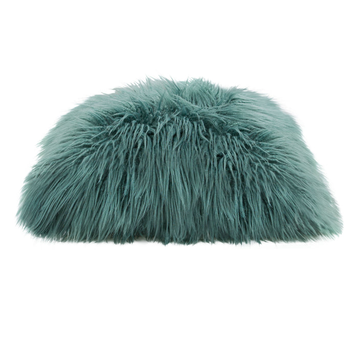 18" Square Accent Pillow by Diamond Sofa in Teal Dual-Sided Faux Fur