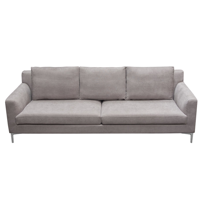 Seattle Loose Back Sofa in Grey Polyester Fabric w/ Polished Silver Metal Leg by Diamond Sofa