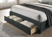 Sybella Gray Upholstered Platform Bed with Storage – Diamond Tufted Linen-Like Fabric - LasVegasFurnitureOnline.com